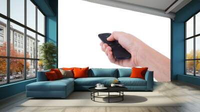 hand with multimedia tv remote contro Wall mural