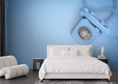 3d rendering of light blue landline phone Wall mural