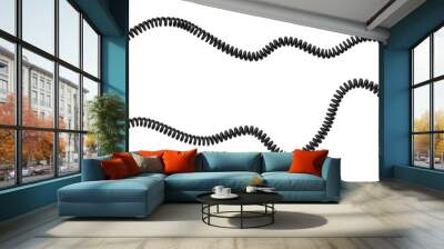 3d rendering of two strings of spiral rubber phone cables lying curled at a white background. Wall mural