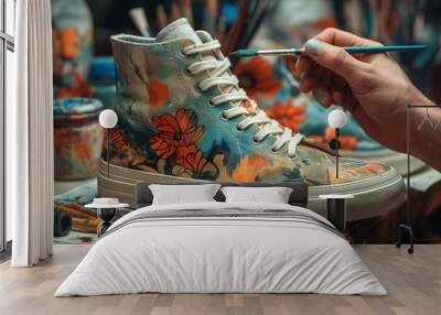 Artistic painting on a pair of sneakers Wall mural