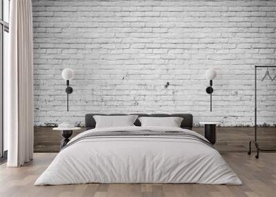 Background interior: brick wall and wood floor Wall mural