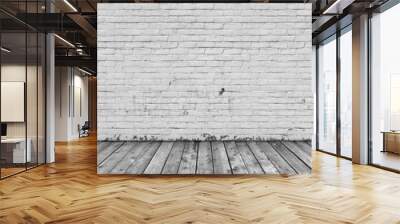 Background interior: brick wall and wood floor Wall mural