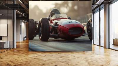 Historic race car driving at sunset Wall mural