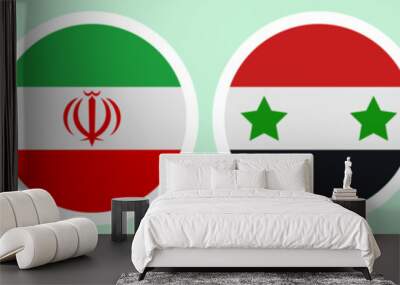 Flags of different countries. A set of stickers on a white background. Collection of vector icons. Isolated background. Palestine, Iran, Syria, Lebanon. National symbol of the state. Political topics. Wall mural