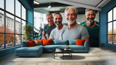 Portrait of a group of diverse age men in a indoor gym Wall mural