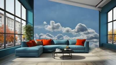 Beautiful White clouds and blue sky background, outdoors Wall mural