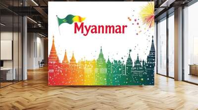 Myanmar Independence Day. Vector Illustration. January 4th Wall mural