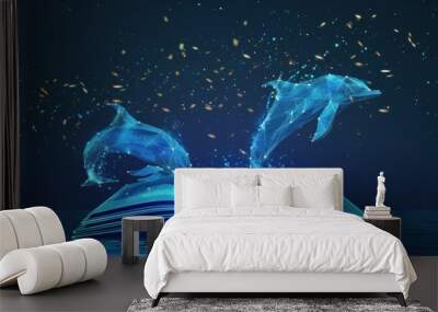 Dolphins Leaping From Book Wall mural