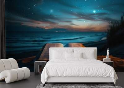 Holy Book on the Beach Under the Stars Wall mural