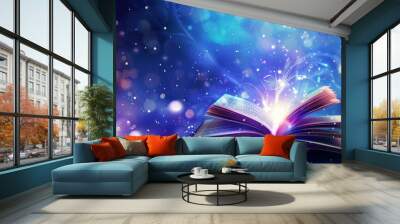 Magic Book with a Glowing Light Wall mural