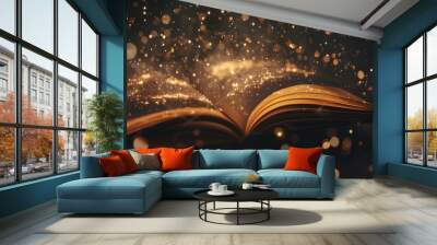 Magic Book with Sparkling Dust Wall mural