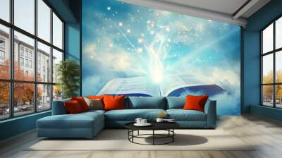 Open Book with Shining Light Wall mural