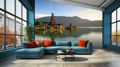 Pura Ulun Danu Bratan, Famous Hindu temple and tourist attraction in Bali, Indonesia. Come in early morning to have beautiful sunrise view Wall mural