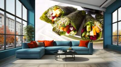 Vegetarian sushi wraps with tahini dressing  Wall mural