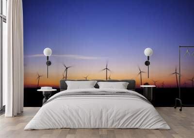 wind turbine sunset background ecosystem vintage Wall mural