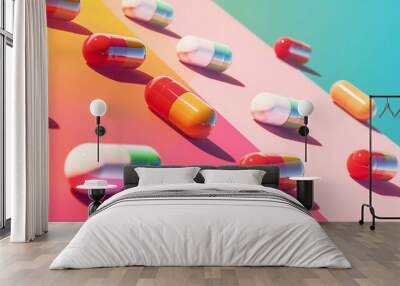 Pill, medicine, drug, pharmaceutical, supplement, vitamin, treatment, medical, drug addict, drug culture, medicated, remedy, capsule Wall mural