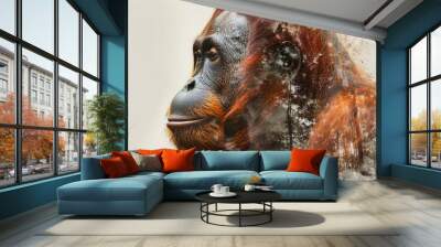 Wildlife conservation, habitat preservation, sustainability, biodiversity, endangered species, reforestation, environmental awareness, sustainable use, wildlife illustration Wall mural