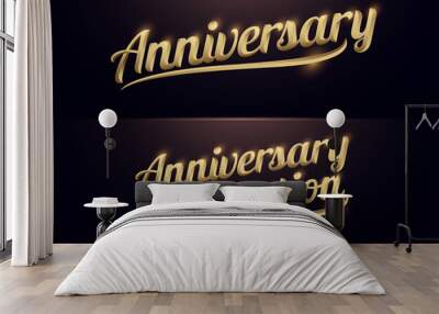 Anniversary Celebration Golden Logo. Calligraphy lettering. Handwritten phrase with gold text on dark background. vector illustration Wall mural