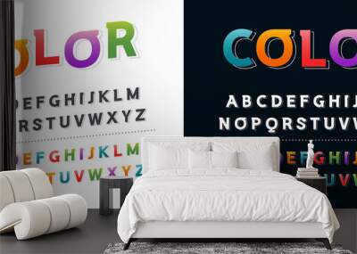 colorful modern stylized font and alphabet set. black, white and colour gradient alphabet design concept. vector illustrator Wall mural