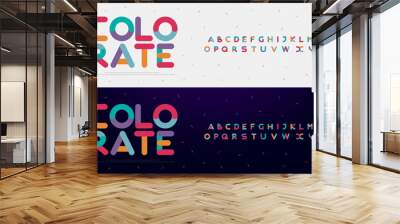 Modern font creative rounded alphabet color fonts. Typography urban round bold with colors dot exposure. vector illustration Wall mural