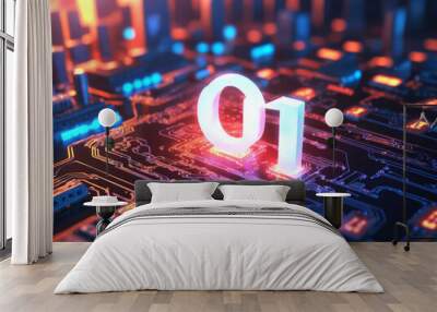 Intelligence artificielle, AI, IA, android, robot,  ordinateur intelligent, Processus d'apprentissage automatique, Concept des technologies informatiques modernes, circuit intelligent Wall mural