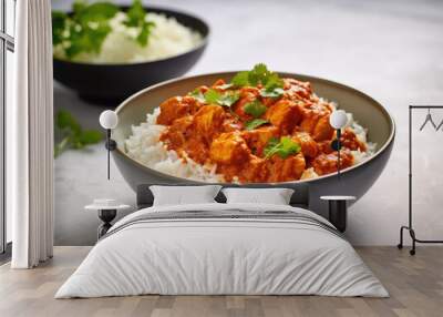 Indian chicken tikka masala with rice food dish Wall mural