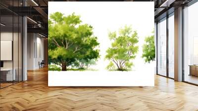 watercolor of tree side view isolated on white background for landscape  and architecture drawing, elements for environment and garden, painting botanical for section and, Generative AI  Wall mural