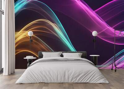 wave abstract colorful blurred neon wave bokeh background created using generative AI tools Wall mural