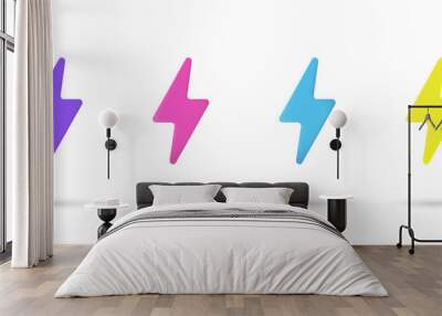 3d editable illustration thunder bolt icon vector purple, pink and blue, 3d, vector, suitable for web illustrations, hero pages, landing pages. Wall mural