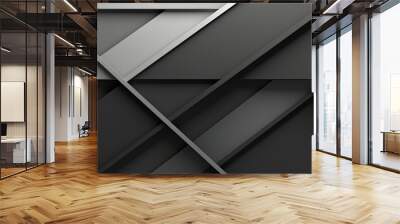 A minimalistic background with intersecting lines in a grayscale color palette Wall mural