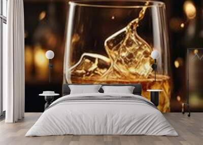 alcoholic drink on the table, alcoholic drink on dark background, glass of alcoholic drink Wall mural