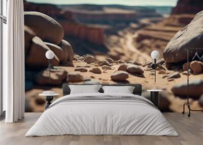 canyon landscape, landscape with rocks, ravines, sand pit scene Wall mural