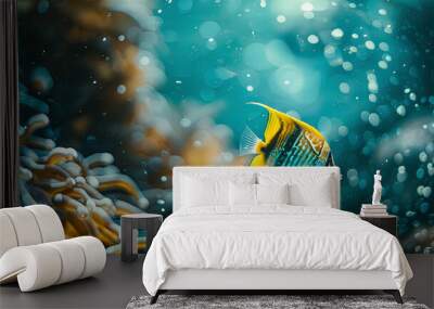 close up of a colorful tropical fish in the ocean, oceanic life scene, fish in underwater, underwater life Wall mural