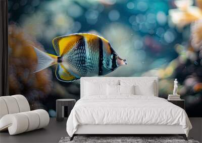 close up of a colorful tropical fish in the ocean, oceanic life scene, fish in underwater, underwater life Wall mural