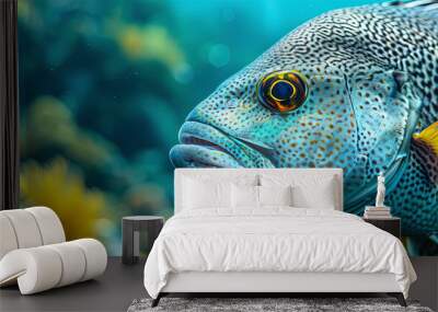 close up of a colorful tropical fish in the ocean, oceanic life scene, fish in underwater, underwater life Wall mural