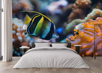 close up of a colorful tropical fish in the ocean, oceanic life scene, fish in underwater, underwater life Wall mural