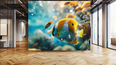 close up of a colorful tropical fish in the ocean, oceanic life scene, fish in underwater, underwater life Wall mural