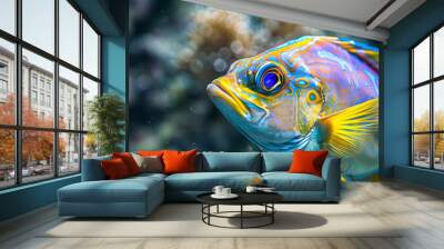 close up of a colorful tropical fish in the ocean, oceanic life scene, fish in underwater, underwater life Wall mural