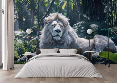 close up of a lion in the jungle, portrait of a lion, lion in the forest Wall mural