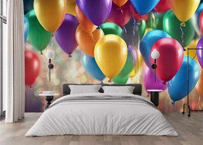 colorful balloons in the air, colorful balloons background, colored balloon wallpaper, happy background Wall mural