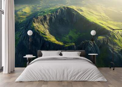 fantastic landscape scene with mountain, aerial view of the mountain, landscape scenery Wall mural