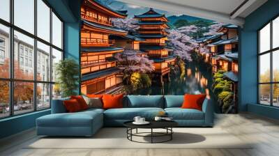 japan city scene, buildings in japan, japanese culture Wall mural