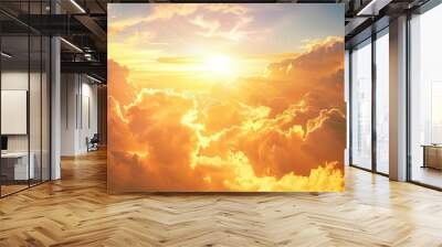 sky with clouds, sky and clouds, scenic view of clouds in the sky, golden hour Wall mural