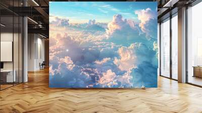 sky with clouds, sky and clouds, scenic view of clouds in the sky, golden hour Wall mural