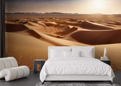 sunset in the desert, panoramic desert scene, sand in the desert, landscape in the desert Wall mural