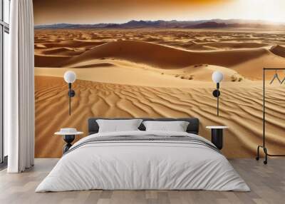 sunset in the desert, panoramic desert scene, sand in the desert, landscape in the desert Wall mural