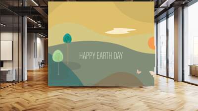 Happy earth day nature sunset landscape with earthly tones soft warm neutral colors Wall mural