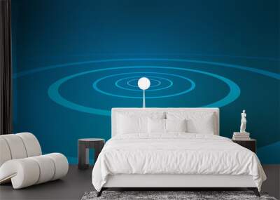 Wireless connection radiowave signal spreading across the space. Dark Background for Information and telecommunication purposes Wall mural