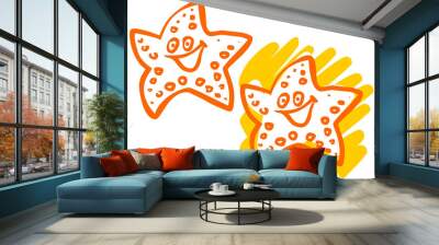 cartoon illustration of a fanny starfish. Wall mural