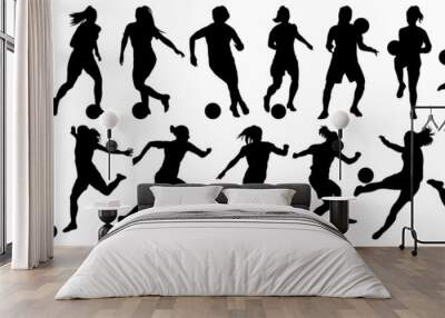 Set of Women Soccer Players 
Silhouette Wall mural